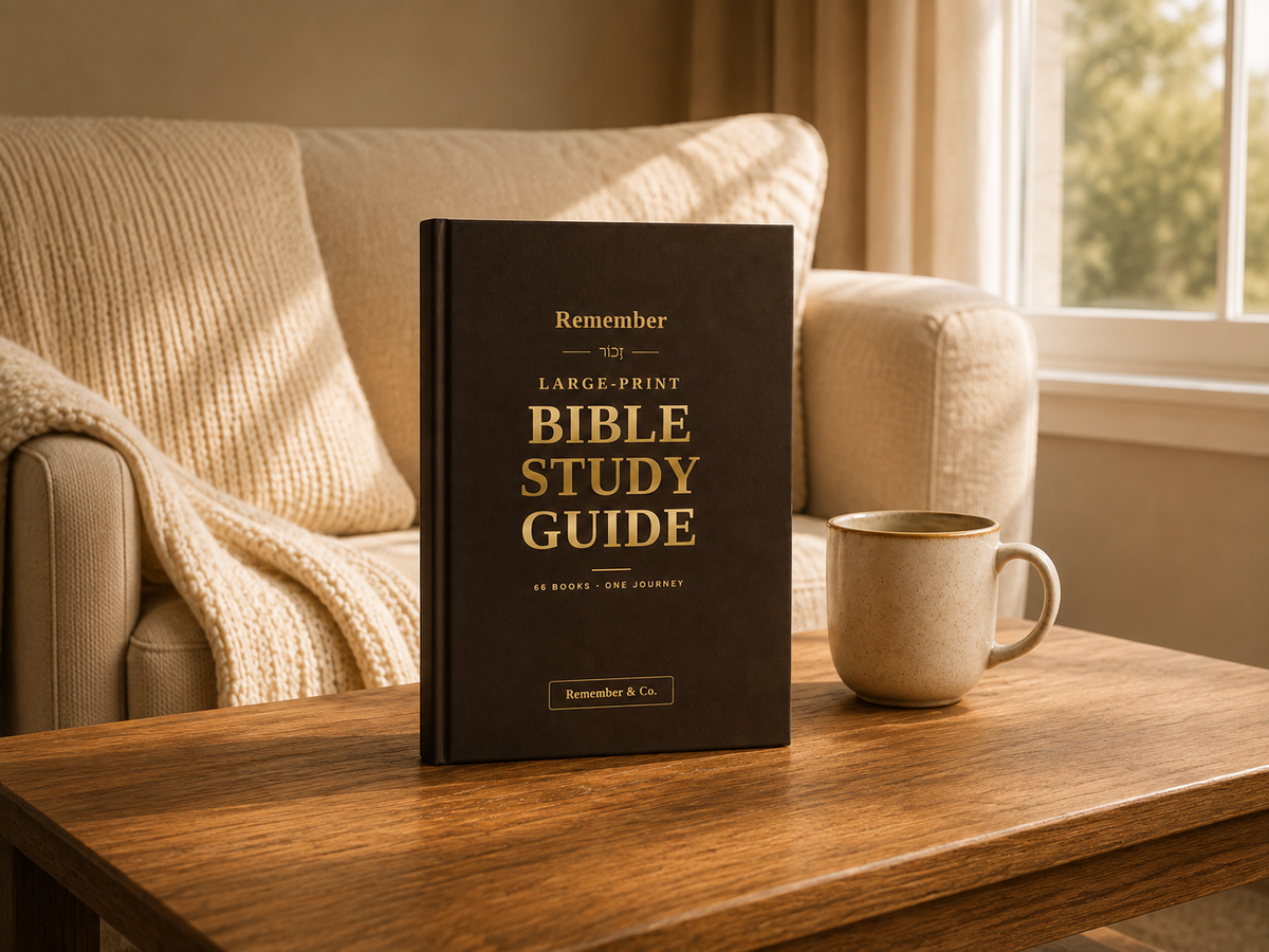 Remember guide styled with a vase, linen and coffee